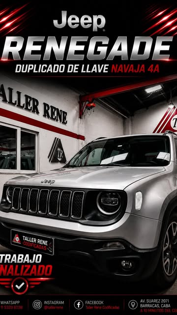 Jeep Renegade con duplicado de llave navaja 4A, trabajo finalizado en Taller René